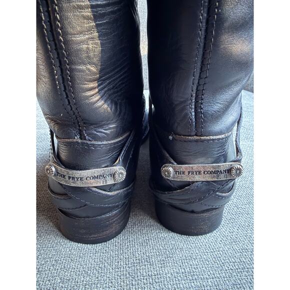 Frye Lindsay Vintage Plate Leather Knee-High Riding Boot Black Sz 7.5 - Picture 7 of 13